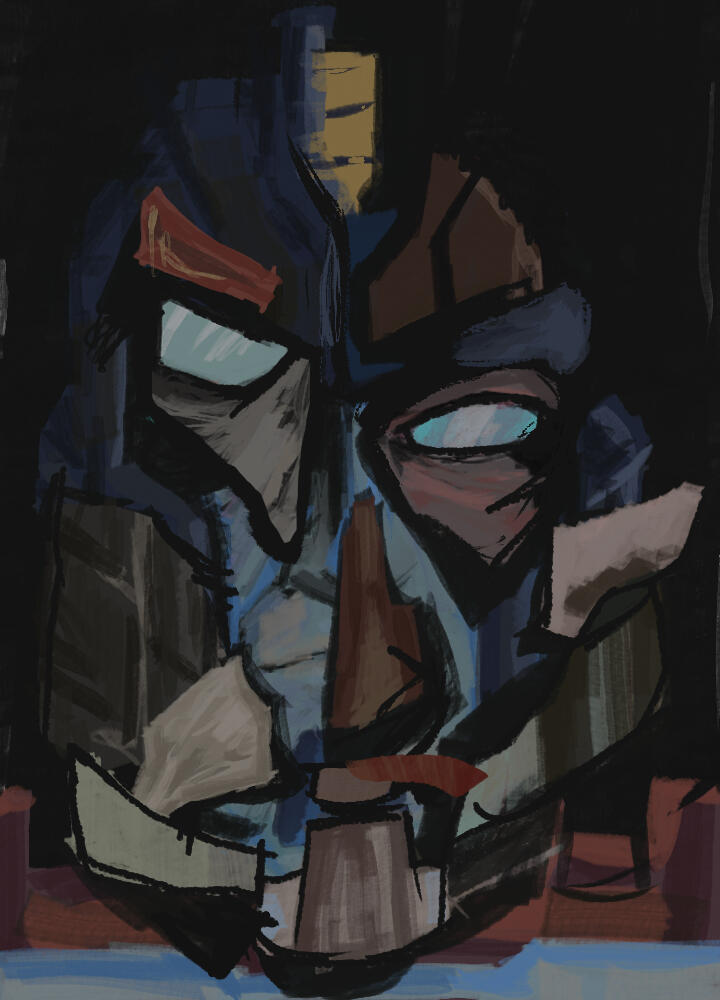 a transparent image of perceptor sitting on a seat with his back turned